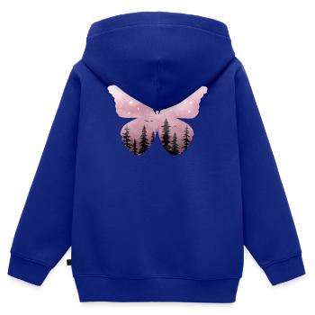 Pastell Rosa Schmetterling Wald - Kinder Premium Organic Zip Hoodie - Royalblau - Hinten - AI Model Kid Male (0cm)