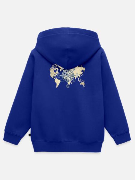 Weltkarte Kompass Camping - Kinder Premium Organic Zip Hoodie - Royalblau