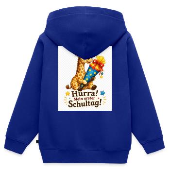 Giraffe feiert ersten Schultag - Kinder Premium Organic Zip Hoodie - Royalblau - Hinten - AI Model Kid Male (0cm)