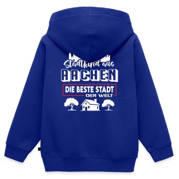 Coole Stadt Aachen - Kinder Premium Organic Zip Hoodie - Royalblau - Hinten - AI Model Kid Male (0cm)