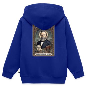 Rutherford B. Hayes Tarot Card - Kids Premium Organic Zip-up Hoodie - royal blue - Back - AI Model Kid Male (0cm)
