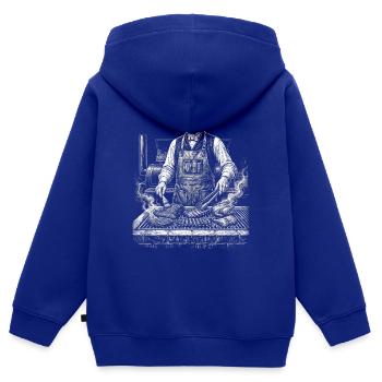 John Quincy Adams beim BBQ Grillen - Kinder Premium Organic Zip Hoodie - Royalblau - Hinten - AI Model Kid Male (0cm)