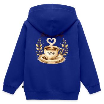 coffe_ist_my_live_language - Kinder Premium Organic Zip Hoodie - Royalblau - Hinten - AI Model Kid Male (0cm)