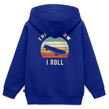 Retro-Skateboard-Liebhaber-Geschenk So rolle ich - Kinder Premium Organic Zip Hoodie - Royalblau - Hinten - AI Model Kid Male (0cm)