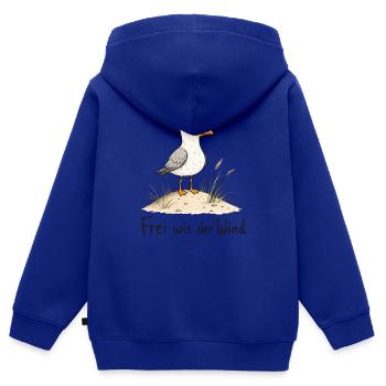 Möwe am Strand - Kinder Premium Organic Zip Hoodie - Royalblau - Hinten - AI Model Kid Male (0cm)