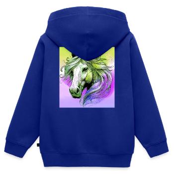 Pferd - Kinder Premium Organic Zip Hoodie - Royalblau - Hinten - AI Model Kid Male (0cm)