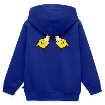 Zwillingshühner Herzpaar - Kinder Premium Organic Zip Hoodie - Royalblau - Hinten - AI Model Kid Male (0cm)