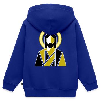 Moderner Jesus  - Kinder Premium Organic Zip Hoodie - Royalblau - Hinten - AI Model Kid Male (0cm)