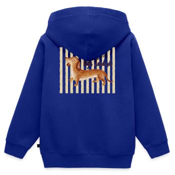 Low Legs High Standards – Lustiger Dackel - Kinder Premium Organic Zip Hoodie - Royalblau - Hinten - AI Model Kid Male (0cm)