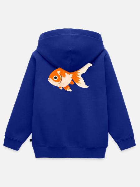 Komet-Goldfisch-Cartoon-Splash - Kinder Premium Organic Zip Hoodie - Royalblau