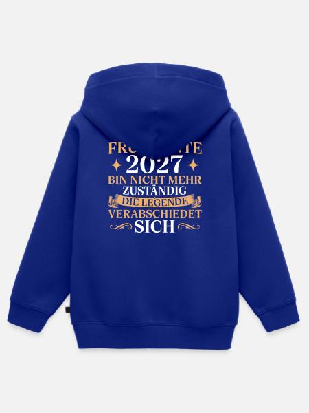 Frührente 2027 Legende verabschiedet sich - Kinder Premium Organic Zip Hoodie - Royalblau