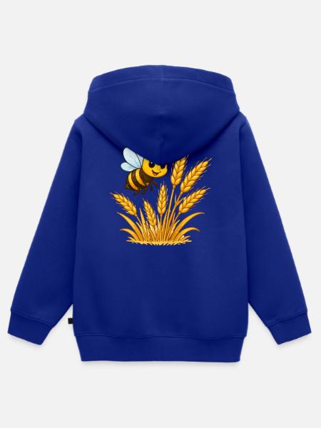Goldene Ähren Bienen-Motiv - Kinder Premium Organic Zip Hoodie - Royalblau