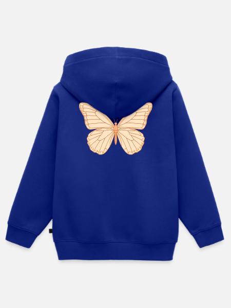 Pfirsich Schmetterling Konturdesign - Kinder Premium Organic Zip Hoodie - Royalblau