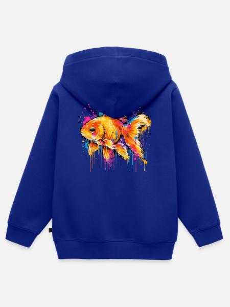 Bunter Goldfisch im Graffiti Style - Kinder Premium Organic Zip Hoodie - Royalblau