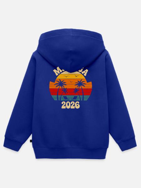 Malaga 2026 Palmen Retro - Kinder Premium Organic Zip Hoodie - Royalblau