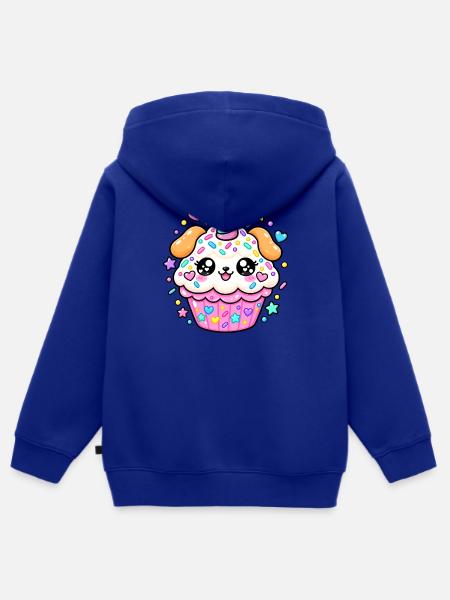 Leuchtender Kawaii-Einhorn-Cupcake - Kinder Premium Organic Zip Hoodie - Royalblau