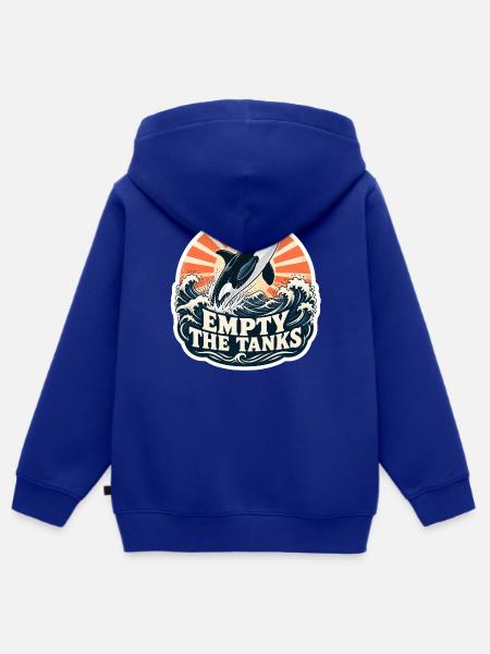 Orca Schutz – Empty the Tanks - Kinder Premium Organic Zip Hoodie - Royalblau