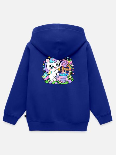 Einhorn- und bunte Feenbrunnen - Kinder Premium Organic Zip Hoodie - Royalblau