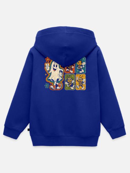 Geist und Bienchen Retro-Print - Kinder Premium Organic Zip Hoodie - Royalblau