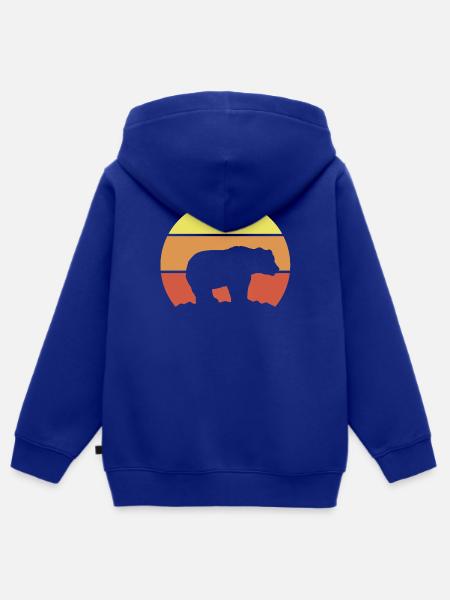 Bären Silhouette Retro Style - Kinder Premium Organic Zip Hoodie - Royalblau