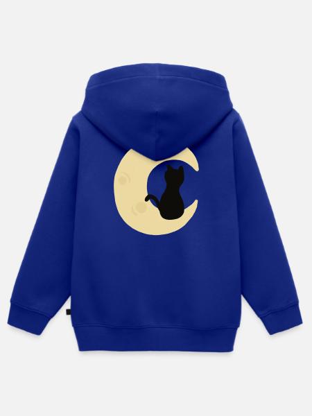 Mondbeschienene Katzensilhouette - Kinder Premium Organic Zip Hoodie - Royalblau