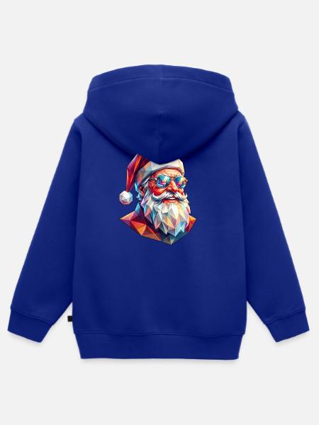 Poly Art Weihnachtsmann - Kinder Premium Organic Zip Hoodie - Royalblau