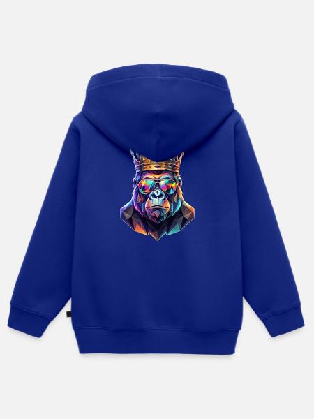 Poly Art Gorilla - Kinder Premium Organic Zip Hoodie - Royalblau