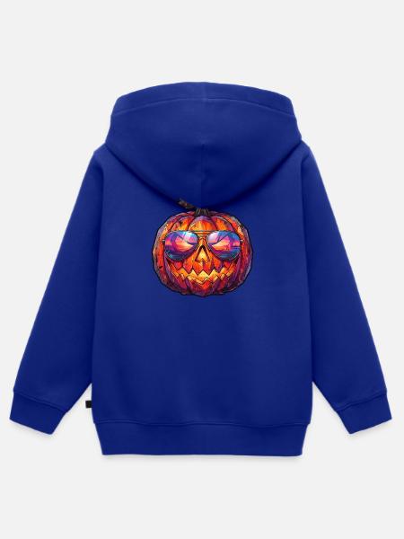 Poly Art Halloween Kürbis - Kinder Premium Organic Zip Hoodie - Royalblau