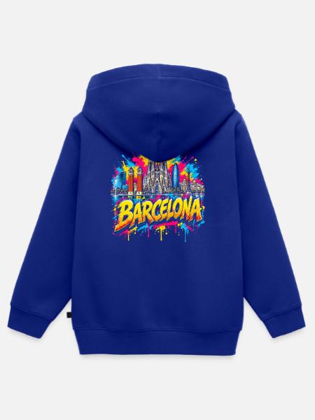 Barcelona Farbexplosion Skyline - Kinder Premium Organic Zip Hoodie - Royalblau