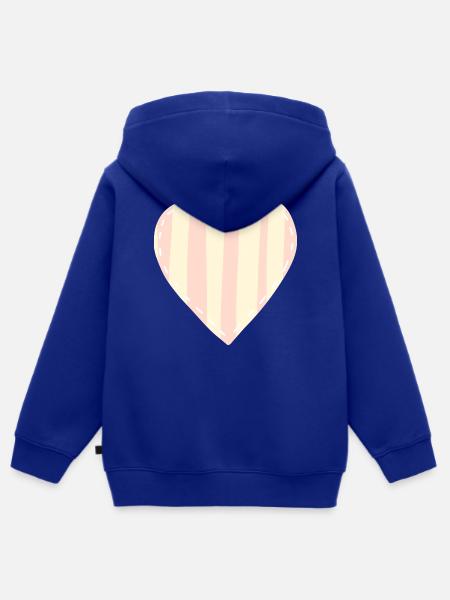 Süßes Herz gestreift Rosa Pastell  - Kinder Premium Organic Zip Hoodie - Royalblau