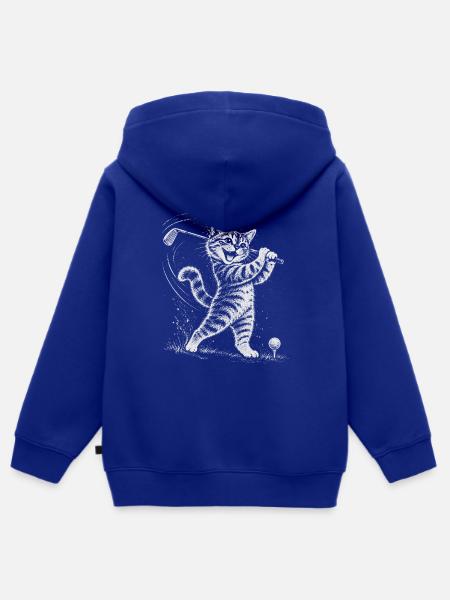 Katze spielt Golf - Kinder Premium Organic Zip Hoodie - Royalblau