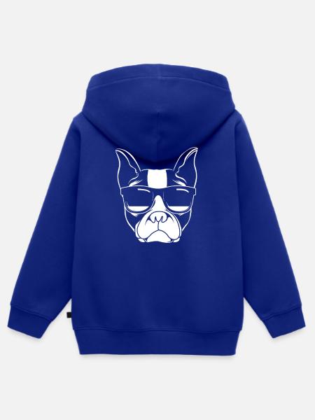 Boston Terrier - Kinder Premium Organic Zip Hoodie - Royalblau
