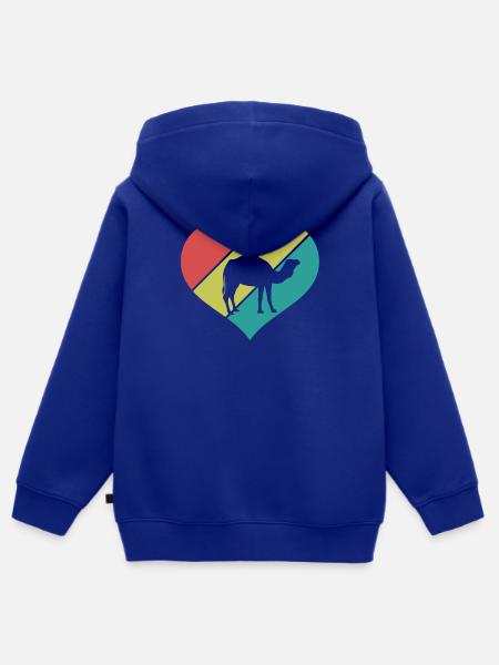 Kamel Herz Retro Look - Kinder Premium Organic Zip Hoodie - Royalblau