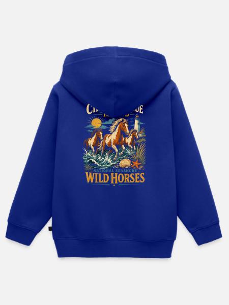 Chincoteague Wildpferde am Leuchtturm - Kinder Premium Organic Zip Hoodie - Royalblau