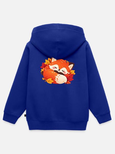 Ruhevoller Herbstfuchs im Laub - Kinder Premium Organic Zip Hoodie - Royalblau