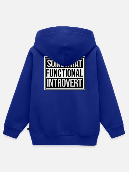 Somewhat Functional Introvert Spruch Logo Text - Kinder Premium Organic Zip Hoodie - Royalblau