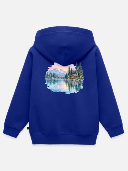 Winterhütte am See - Kinder Premium Organic Zip Hoodie - Royalblau
