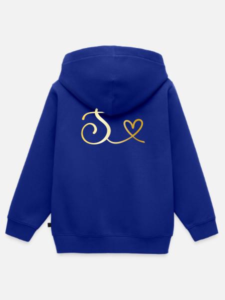 Buchstabe S goldenes Monogramm mit Herz - Kinder Premium Organic Zip Hoodie - Royalblau