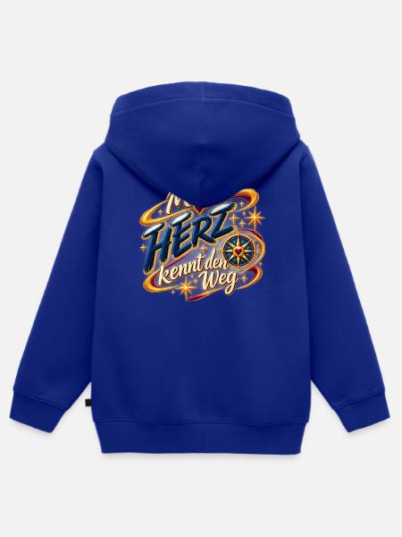 Mein Herz kennt den Weg - Kinder Premium Organic Zip Hoodie - Royalblau