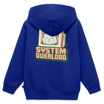 Retro Computer-Kätzchen: System Overload - Kinder Premium Organic Zip Hoodie - Royalblau - Hinten - AI Model Kid Male (0cm)