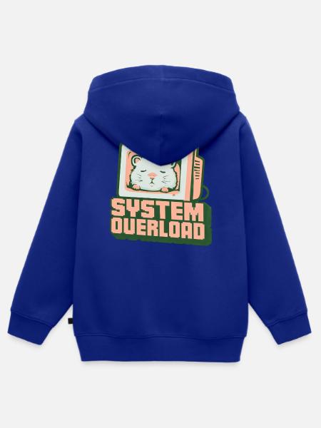 Retro Computer-Kätzchen: System Overload - Kinder Premium Organic Zip Hoodie - Royalblau