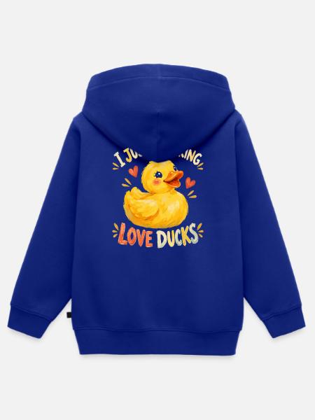 Gelber Enten Cartoon - Kinder Premium Organic Zip Hoodie - Royalblau