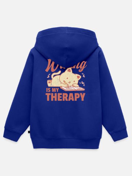 Schreiben ist meine Therapie - Kinder Premium Organic Zip Hoodie - Royalblau