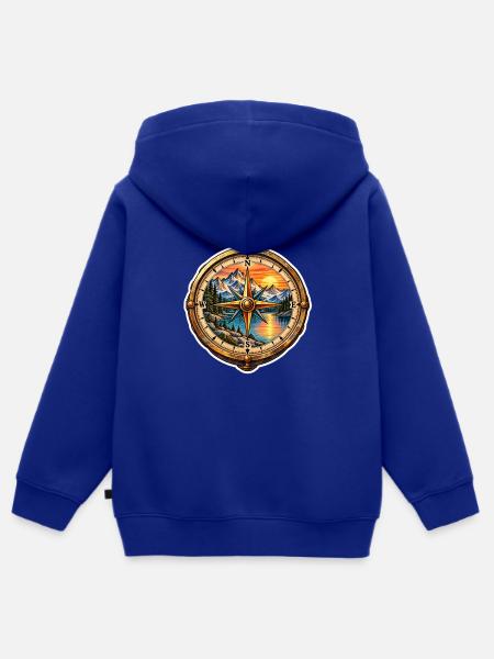 Kompass Panorama Bergsee - Kinder Premium Organic Zip Hoodie - Royalblau