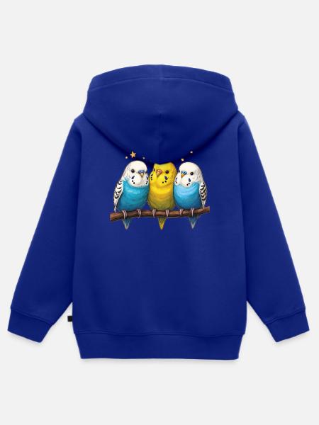 Wellensittiche Sterne - Kinder Premium Organic Zip Hoodie - Royalblau