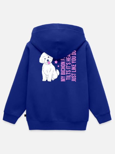 Bichon Frise Hund - Kinder Premium Organic Zip Hoodie - Royalblau