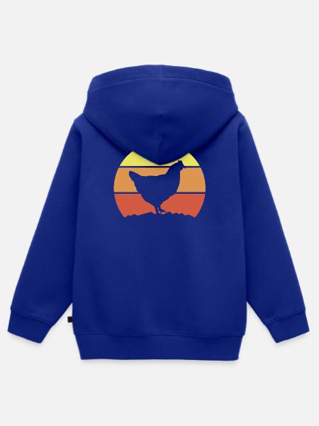 Huhn Silhouette Retro - Kinder Premium Organic Zip Hoodie - Royalblau