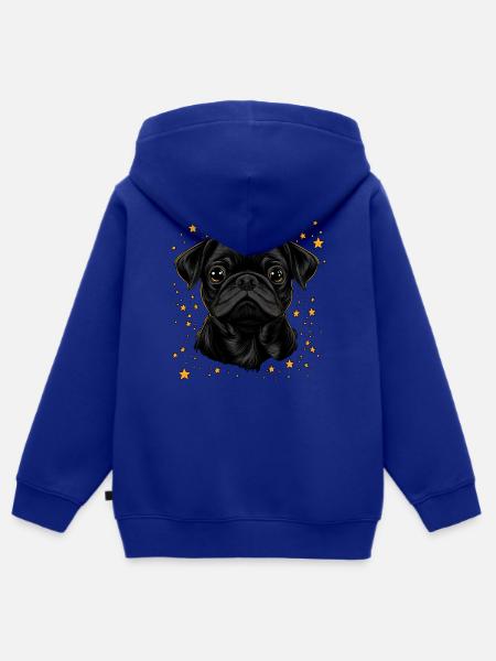 Schwarzer Mops Sterne - Kinder Premium Organic Zip Hoodie - Royalblau