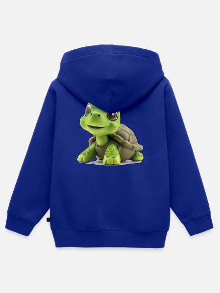 Fröhliche Grüne Schildkröte - Kinder Premium Organic Zip Hoodie - Royalblau