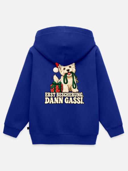 Weihnachtshund Erst Gassi - Kinder Premium Organic Zip Hoodie - Royalblau